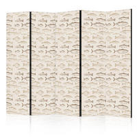 PARAVENT Beidseitig Bedruckter 5-tlg 225x172 cm Fische Boho - Braun, Holz/Textil (225/172/3cm) - Muralo