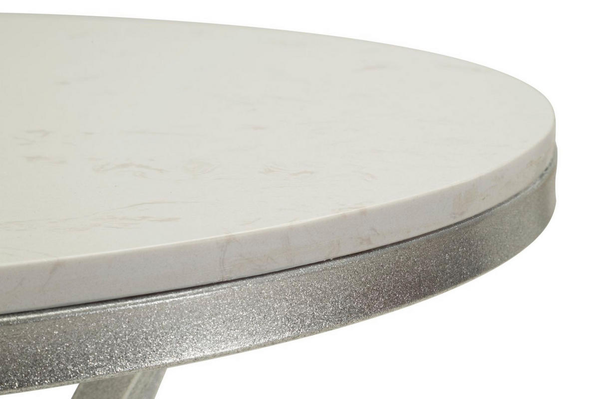 BEISTELLTISCH Istanbul, silberfarben und weiß, Eisen und Marmor, 56 x 56 x 68 cm - Silberfarben/Weiß, Stein/Metall (56/56/68cm) - Mauro Ferretti