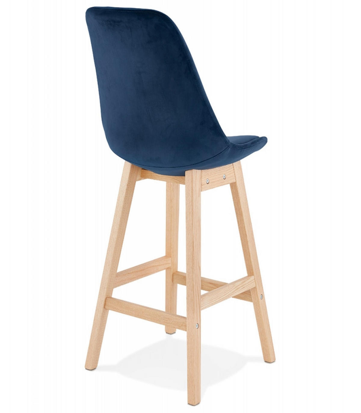 BARHOCKER mittelhoch mit Samt Sitz MORISS, Blau-Beige 48x56x103 cm - Blau/Eichefarben, Eichenholz/Holz (48/103/56cm) - KADIMA DESIGN