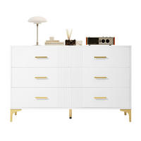 KOMMODE 120/40/76 cm aus MDF mit 6 Schubladen und Wellenfront Weiß - Weiß, Holzwerkstoff (120/76/40cm) - Modenvie