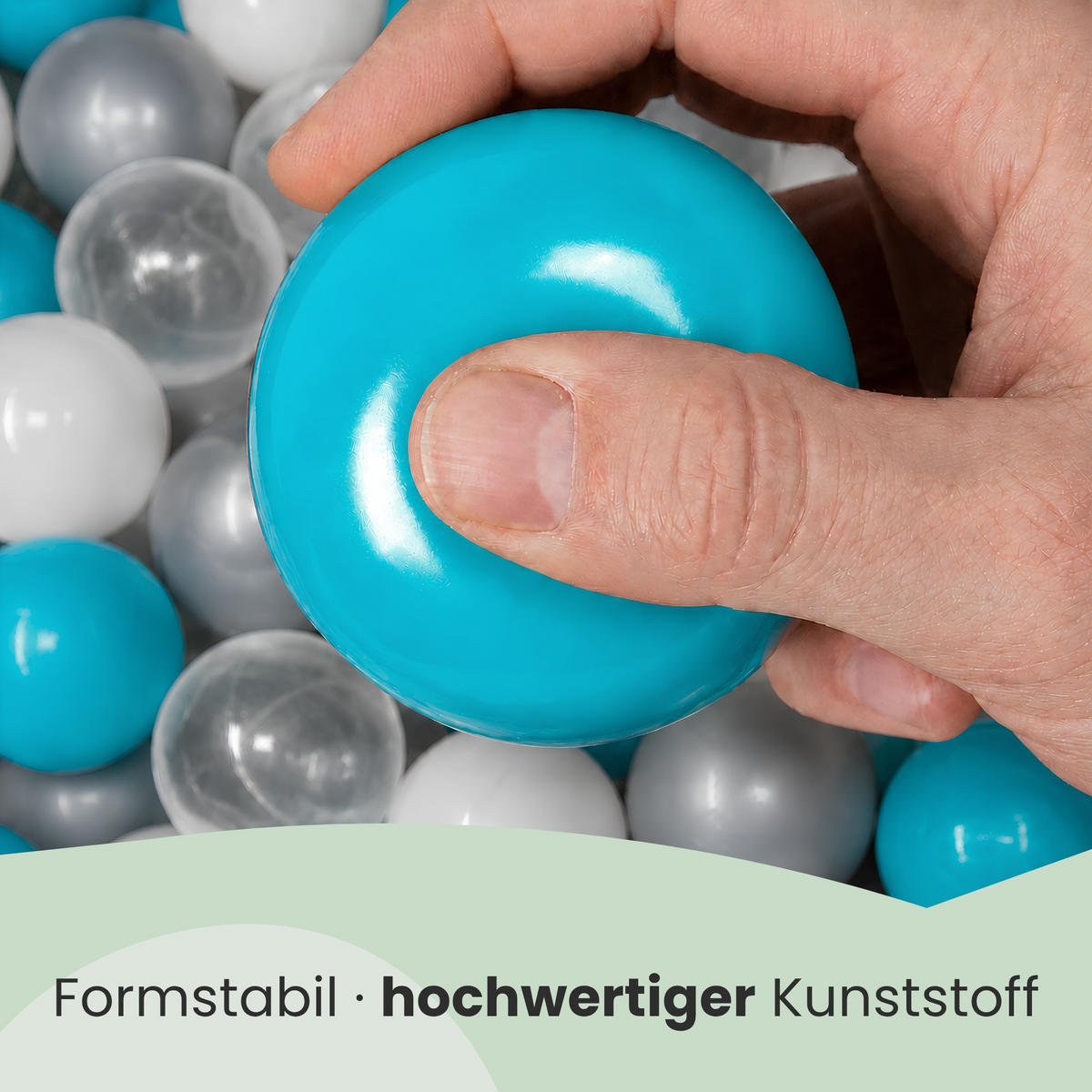 BÄLLEBAD-BÄLLE 200 Stück, Türkis/Grau/Weiß/Transparent, 5.5 cm - Türkis, Kunststoff (5.5/5.5/5.5cm) - Littletom