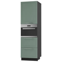 BACKOFEN-HOCHSCHRANK Kvantum D14/RU/2A/356 Mint Matt / Schwarz Matt 60 / 59 / 207cm - Schwarz/Mintgrün, Holz/Holzwerkstoff (60/207/59cm) - Feldmann-Wohnen
