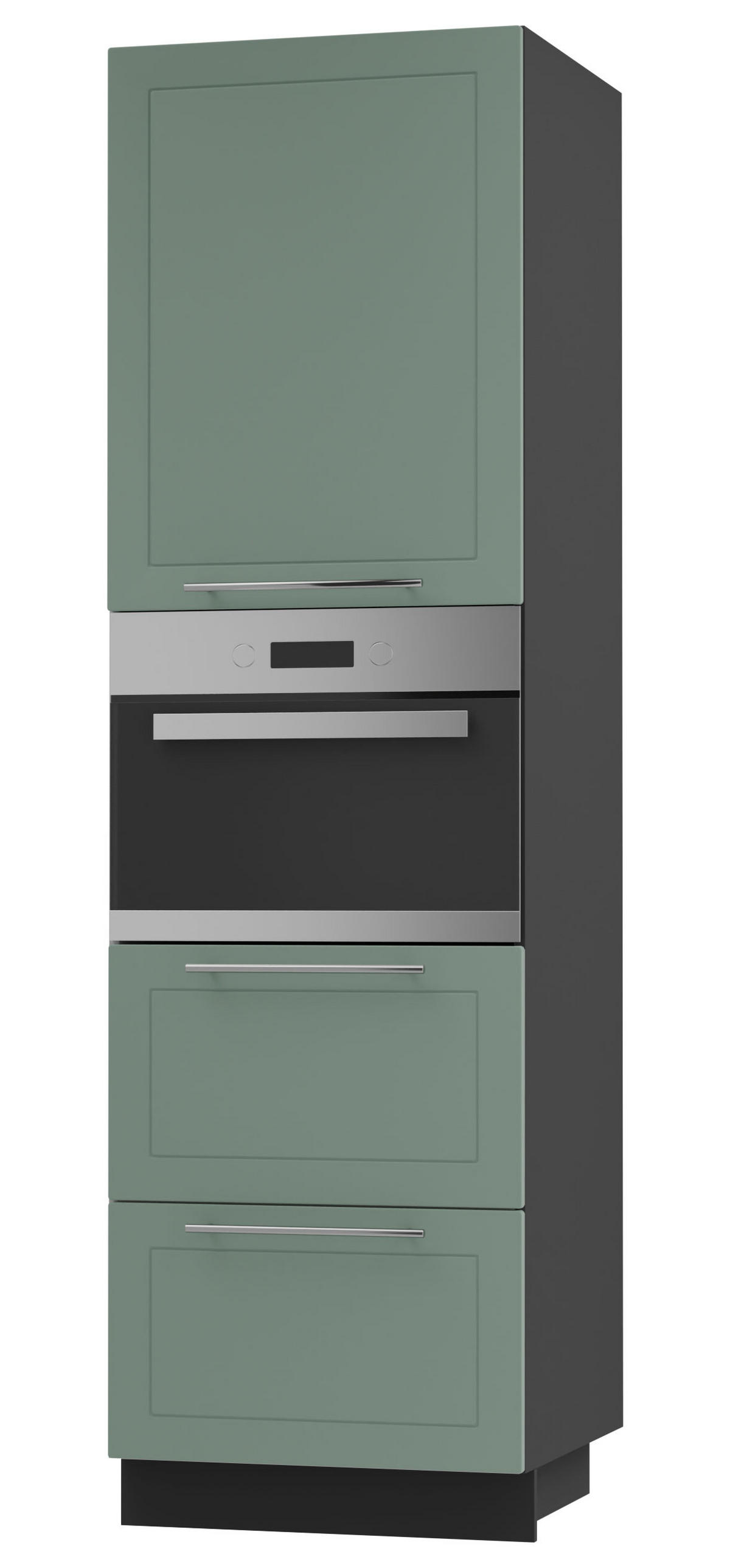 BACKOFEN-HOCHSCHRANK Kvantum D14/RU/2A/356 Mint Matt / Schwarz Matt 60 / 59 / 207cm - Schwarz/Mintgrün, Holz/Holzwerkstoff (60/207/59cm) - Feldmann-Wohnen
