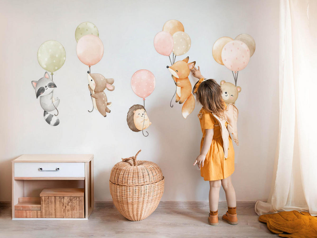 AUFKLEBER 80x124 cm Tiere Ballon - Beige, Kunststoff (80/124/0.1cm) - TULUP
