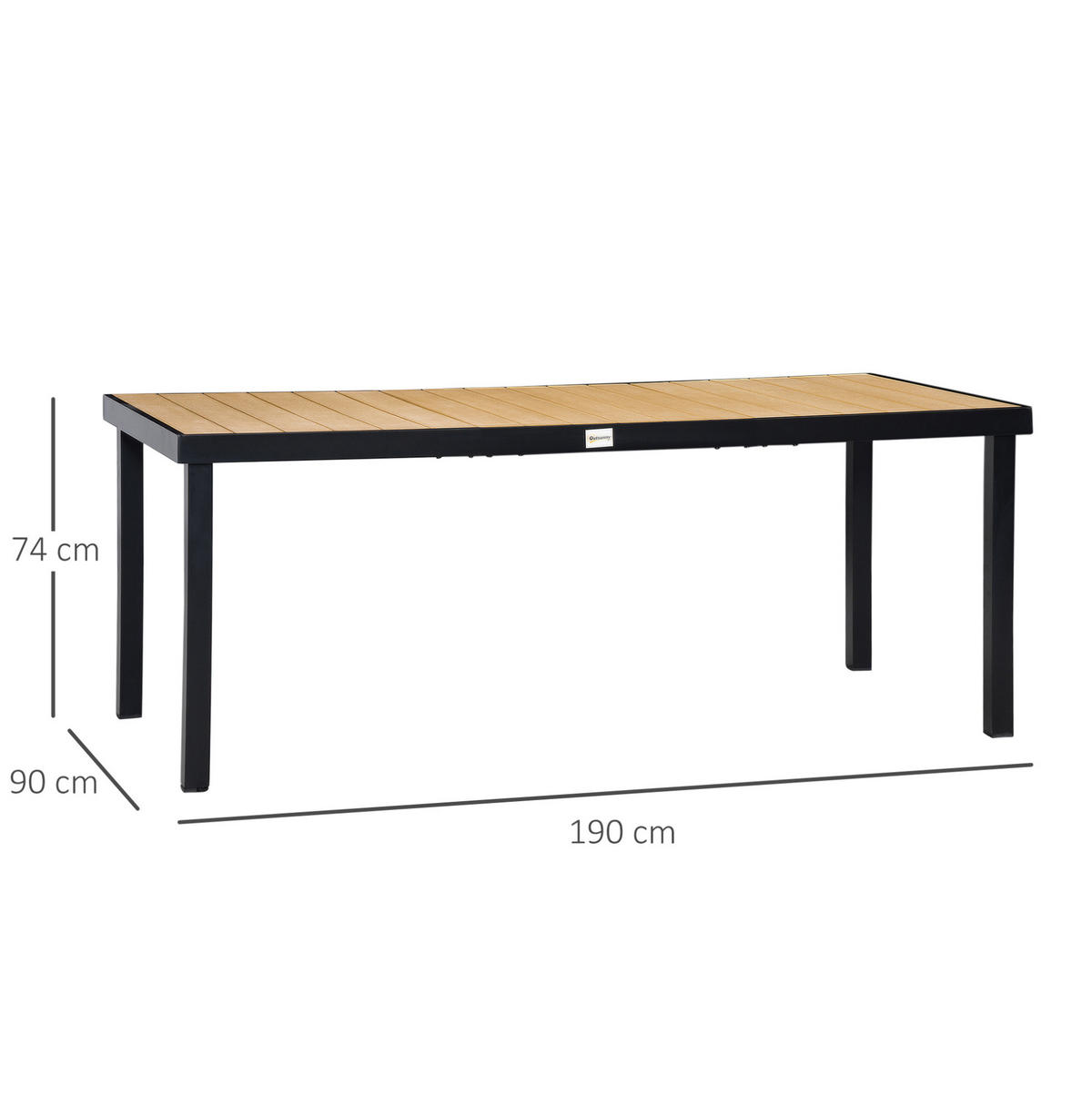 ZAHRADNÍ stůl 190/90/74 cm přírodní dřevo z hliníku s deskou v dekoru dřeva a nastavitelnými patkami - přírodní, kov (190/90/74cm) - OKWISH