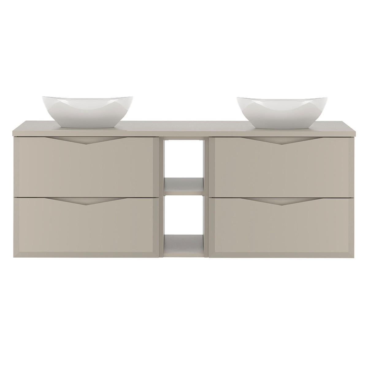 DOPPELWASCHTISCH 140.6cm Ellie Kaschmir - Beige, Holzwerkstoff (140.6/52.2/46.5cm) - Petits-meubles