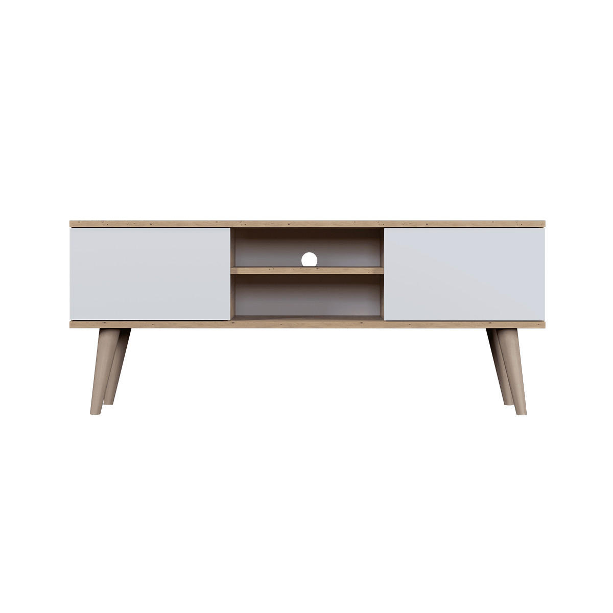 TV-MÖBEL Toronto Weiß und Holz - Weiß/Braun, Holzwerkstoff (120/35/55cm) - Petits-meubles