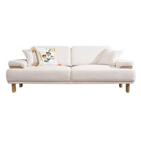 SOFA Bodrum Wood 3-Sitzer Teddy Creme - Creme, Holz/Textil (235/83/97cm) - Villa Möbel