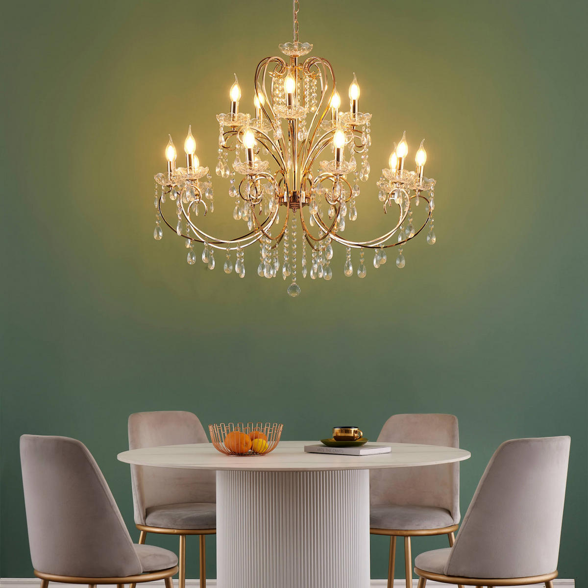 KRONLEUCHTER Pavia, Roségold, 90cm - Roségold, Glas (90/90/75cm) - KOSILUM