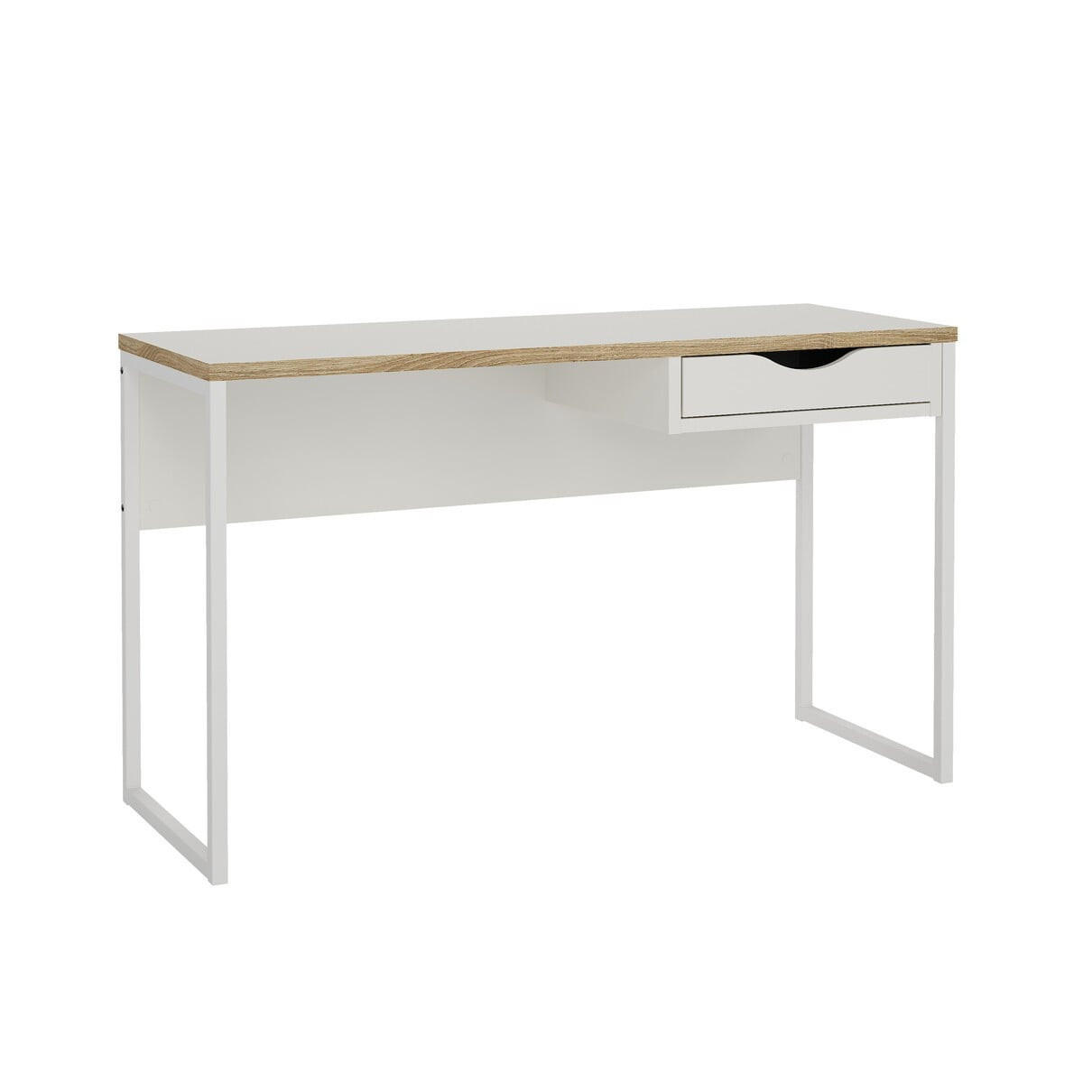 PSACÍ stůl s 1 zásuvkou a kovovými nohami, šířka 130 cm - FUNCTION - bílá, kompozitní dřevo (130/48.4/76.8cm) - Calicosy