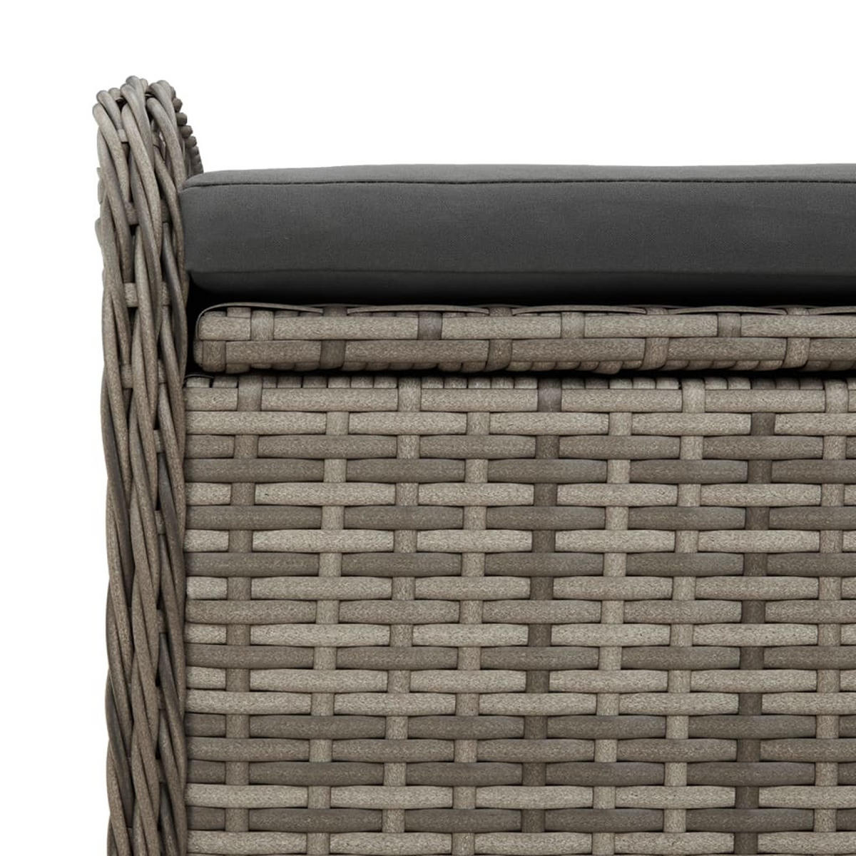 SITZBANK Mit Stauraum & Kissen Grau 80/51/52 Cm Poly Rattan - Schwarz/Grau, Kunststoff/Textil (80/52/51cm) - vidaXL