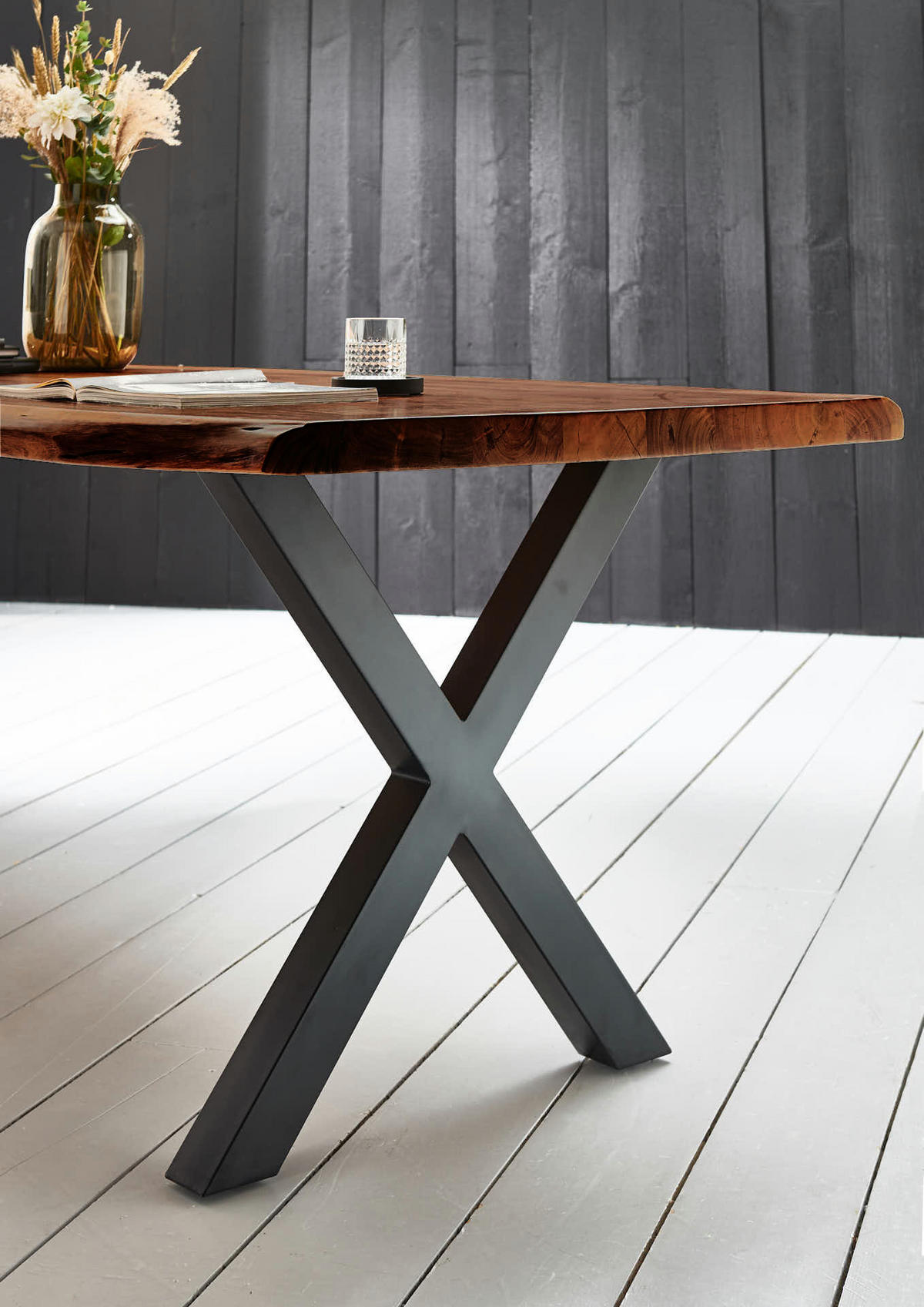 ESSTISCH XEREZ - Schwarz/Braun, Holz/Metall (90/180/79cm) - SAM