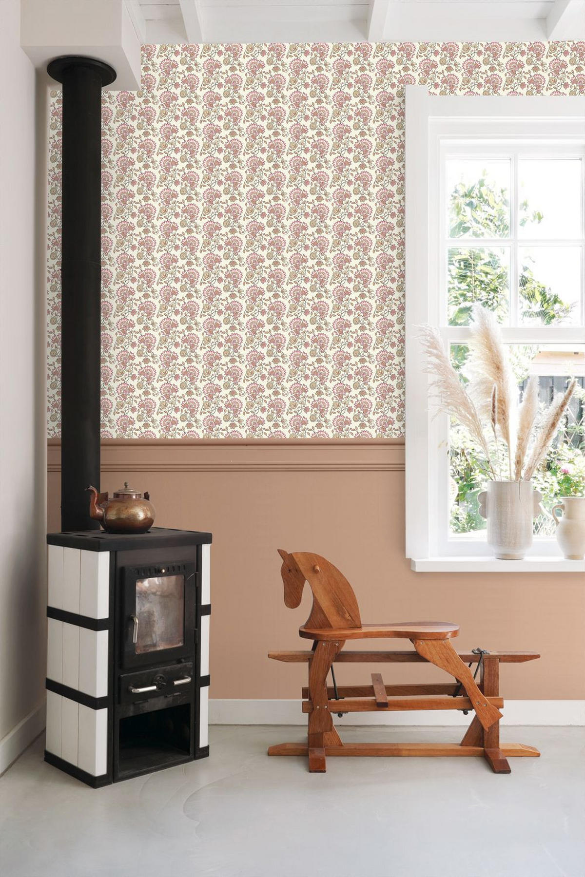TAPETE Blumenmuster 50 x 900 cm - Pink, Papier (50/900cm) - ESTAhome