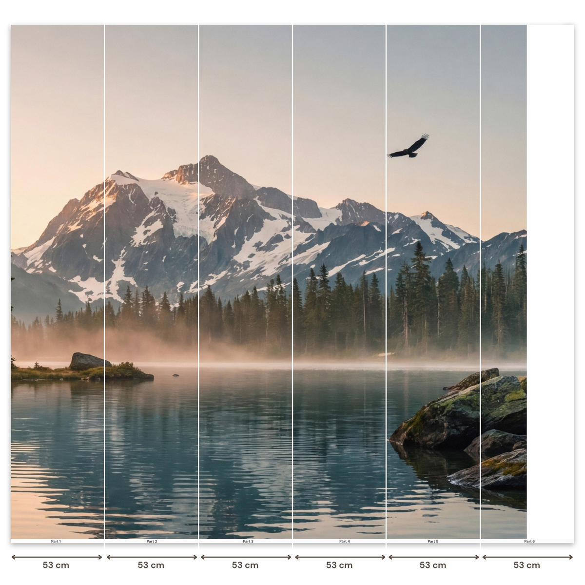 TAPETE - Berge - Wasser - Bäume - 300x280 cm - Multicolor, Papier (300/280cm) - OnlyWow