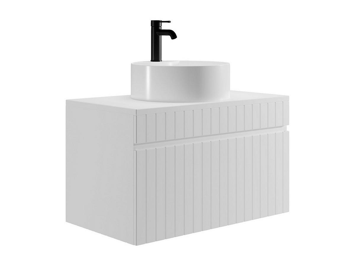 EINZELWASCHTISCH - 80cm x 46cm - MDF - weiß - SATARA - Weiß, Holz (80/46/46cm) - Vente-Unique