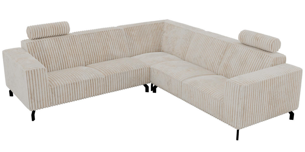 ROHOVÁ SEDAČKA VESANO L - Béžová Manšester - čierna/krémová, kov/textil (260/260cm) - MKS