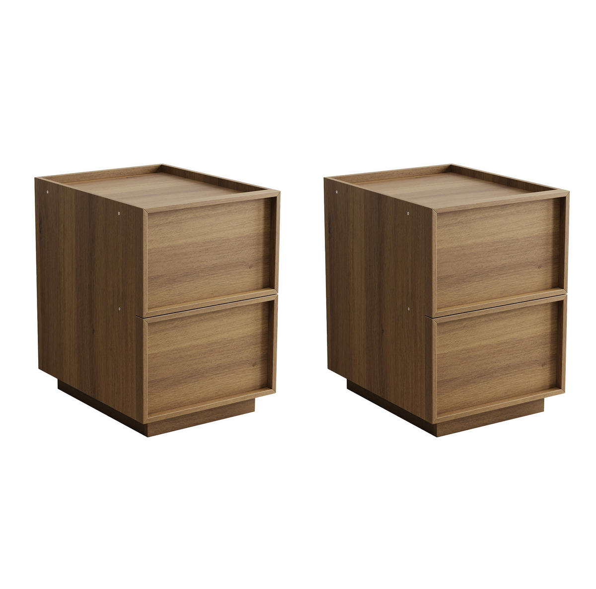 NACHTTISCH 38/48/50 cm eichefarben aus MDF mit 2 Schubladen - Braun, Holzwerkstoff (45/54/38cm) - OKWISH