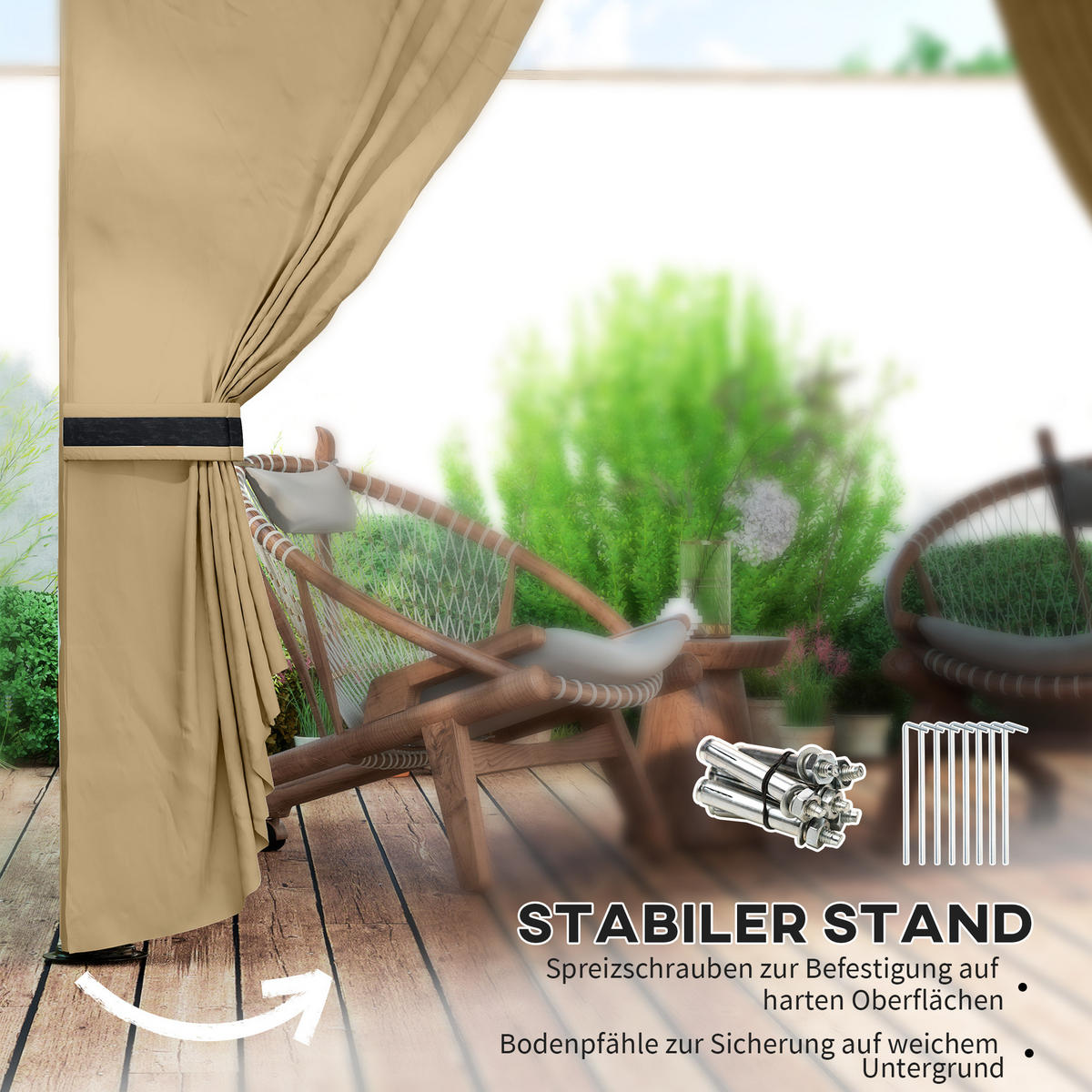 PAVILLON 3,4 x 3,4 m - Beige, Metall (335/285/335cm) - Outsunny