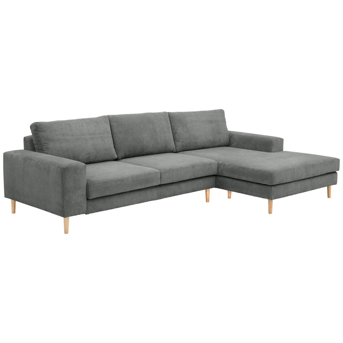 SOFA mit Longchair rechts Kaylynn Cordstoff anthrazit - Anthrazit, Kunststoff (175/294cm) - 58aufmkessel