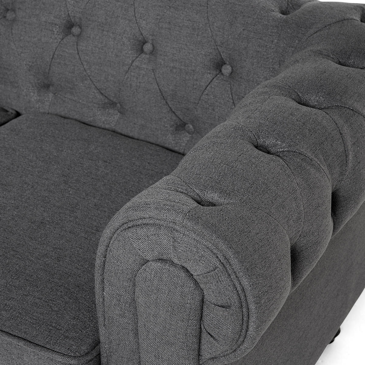 4-SITZER SOFA SET Polyester Grau Chesterfield - Grau, Textil (202/70/75cm) - Beliani