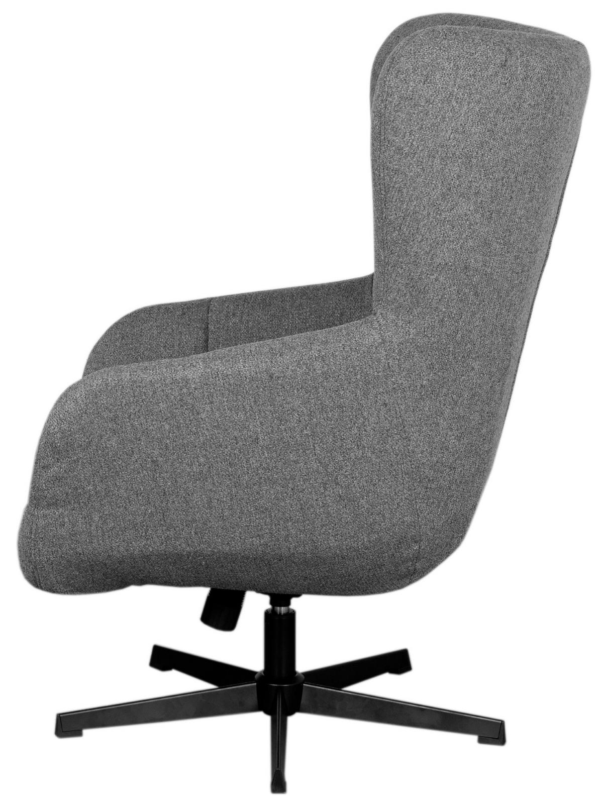 OHRENSESSEL-SET Sava inkl. Fußhocker - drehbar - grau - Schwarz/Grau, Textil/Metall (87/104/74cm) - bene living