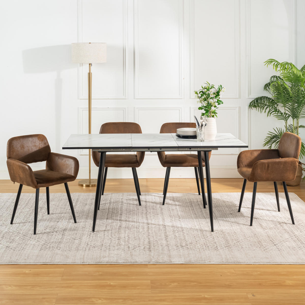ARMLEHNSTUHL-SET 4 Stück braun - Braun, Holzwerkstoff/Textil (56/76.5/53cm) - Urban Meuble