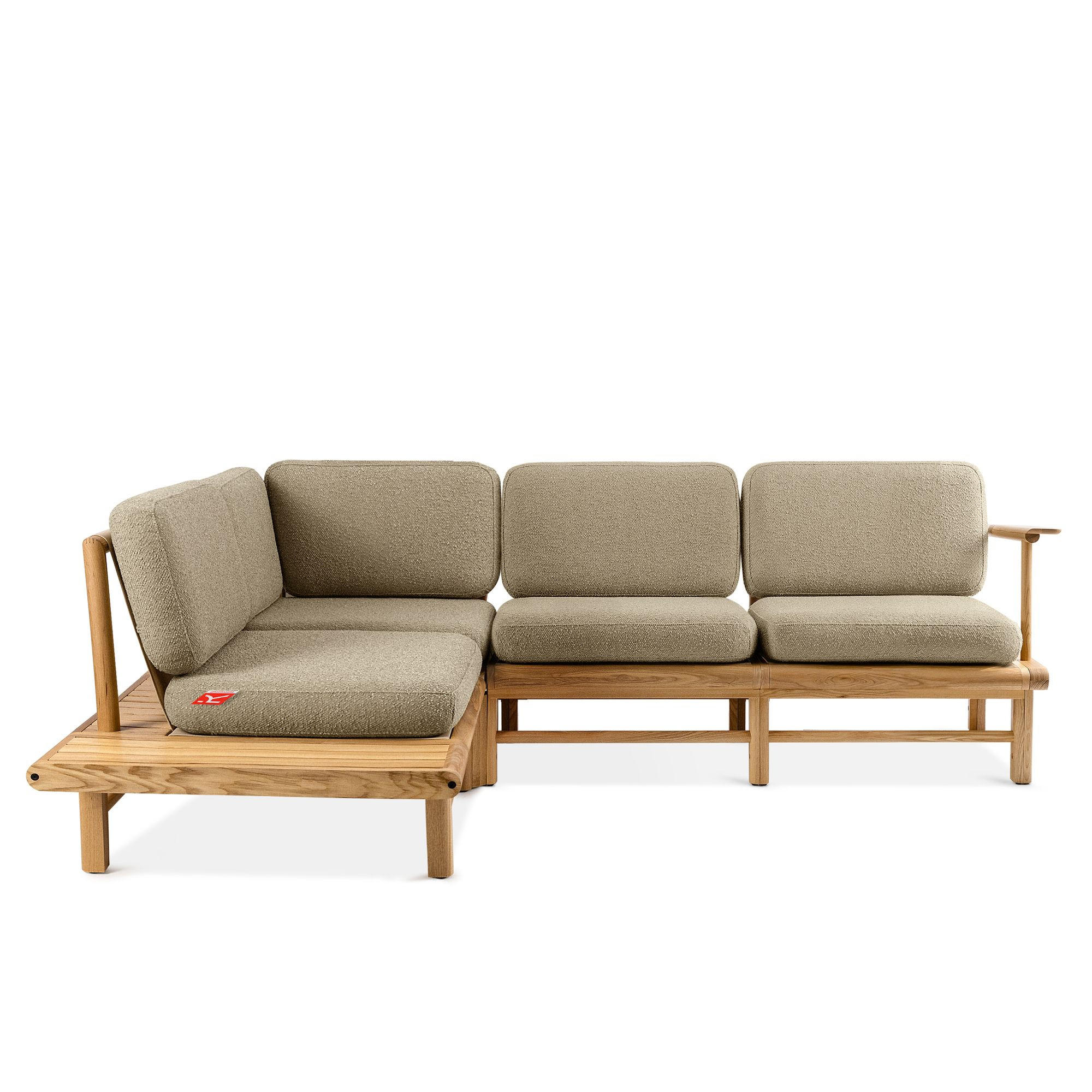 LOUNGESOFA ATREDA links - Beige, Holz/Textil (230/74/175cm) - KONSIMO®