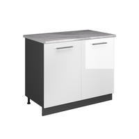SPÜLENUNTERSCHRANK Fame-Line, Weiß Hochglanz/Anthrazit, 100 cm, AP Marmor - Weiß Hochglanz/Anthrazit, Holzwerkstoff (100/82/60cm) - Vicco