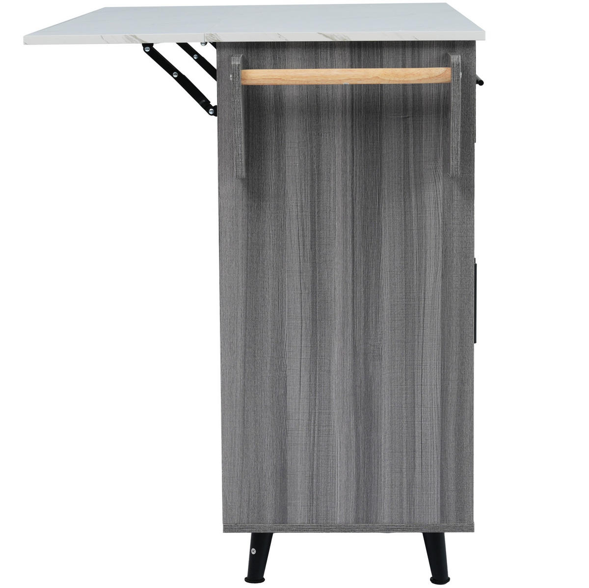 KÜCHENINSEL 129/91,5/46 cm Grau/Weiß aus MDF mit klappbarer Tischplatte - Grau, Holzwerkstoff (46/91.5/129cm) - OKMYHOME