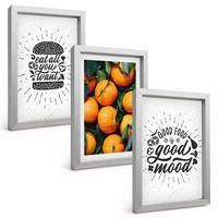 BILDER SET 3er Set - 20x30 cm Silberner Rahmen - Juicy Oranges Kitchen - Silberfarben, Kunststoff (20/30cm) - TULUP