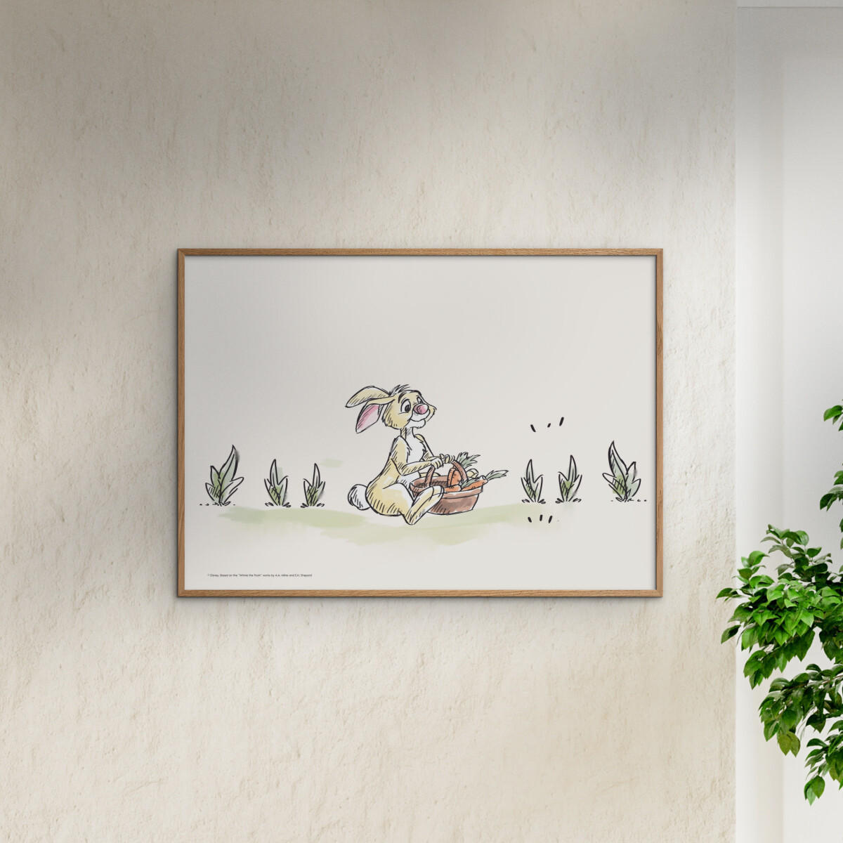 POSTER mit Rahmen Disney - Disney - Rabbit Harvesting Carrots - Eichefarben/Beige, Holz/Papier (50/70cm) - Poster&Frame