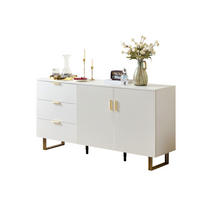SIDEBOARD 160cm 2 Türen 3 Schubladen Gold Stahl modern - Weiß, Holzwerkstoff (40/81.5/160cm) - FLIEKS