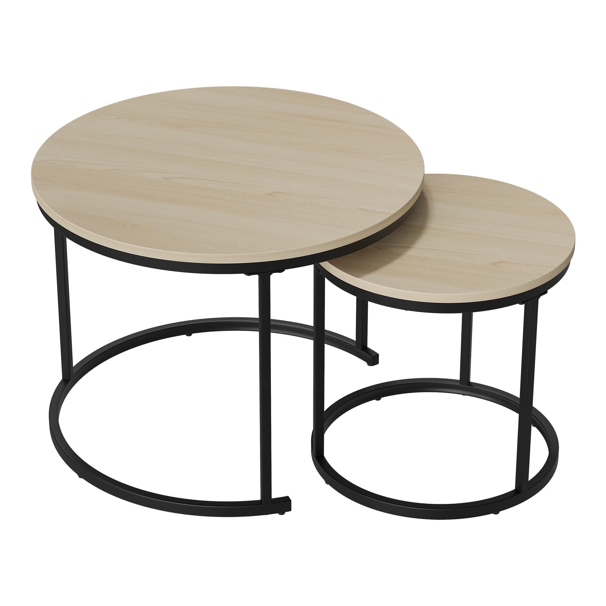 COUCHTISCH-SET DE-37281 60cm 2er-Set rund mit Nesting-Design Eiche - Eichefarben, Holzwerkstoff (60/60/45cm) - ComfortXL