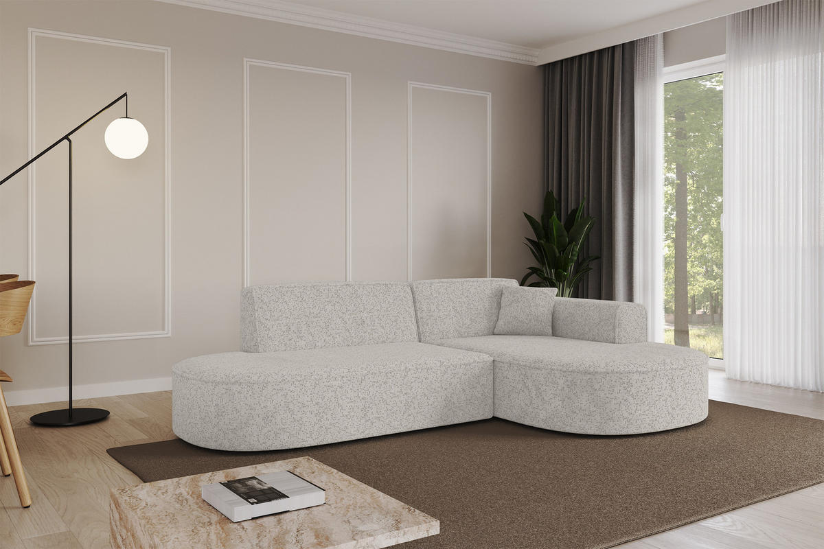 ECKSOFA Ottomane Rechts MARI-L1 - 243x171x79 cm Hellgrau Tissu - Hellgrau/Schwarz, Holzwerkstoff/Kunststoff (171/243cm) - ALTDECOR