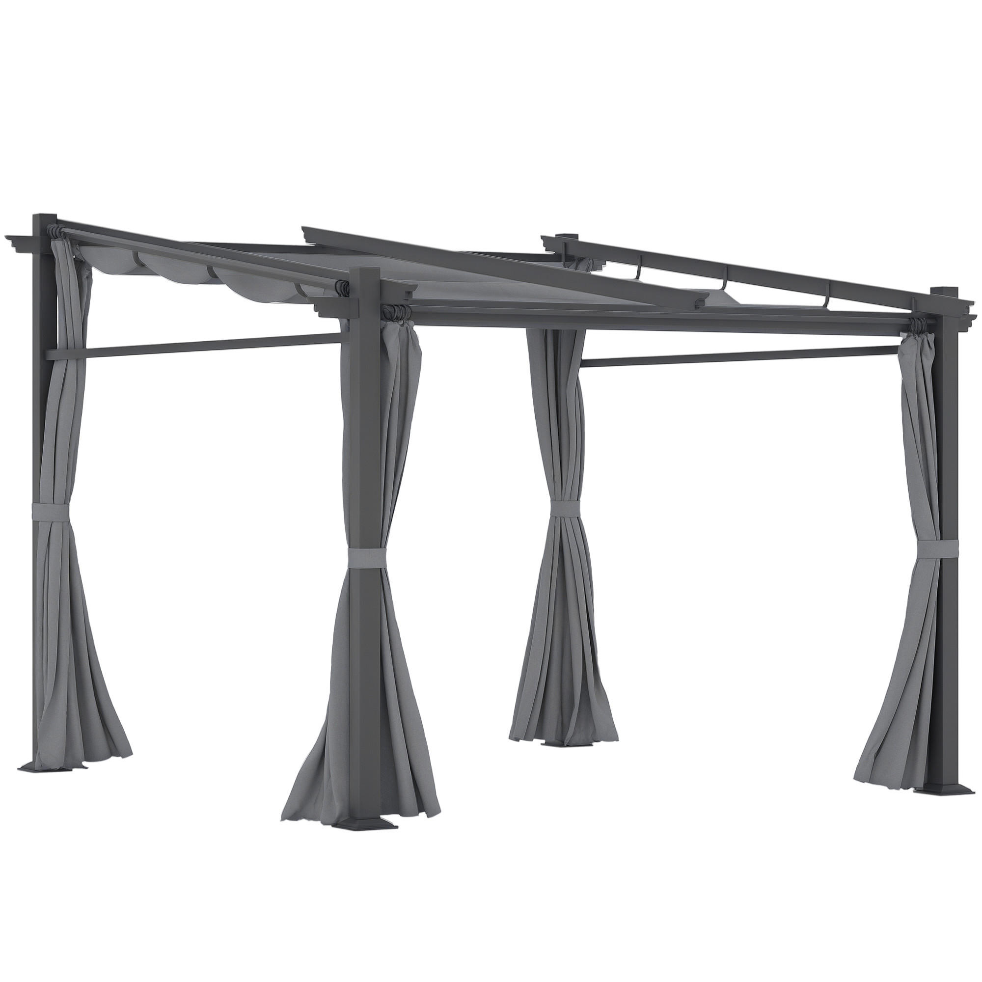 PERGOLA, inklusive Befestigungsmaterial, ausziehbares Dach, 2.,97 m x 2,95 m x 2,3 m, Dunkelgrau - Dunkelgrau, Metall (297/230/295cm)