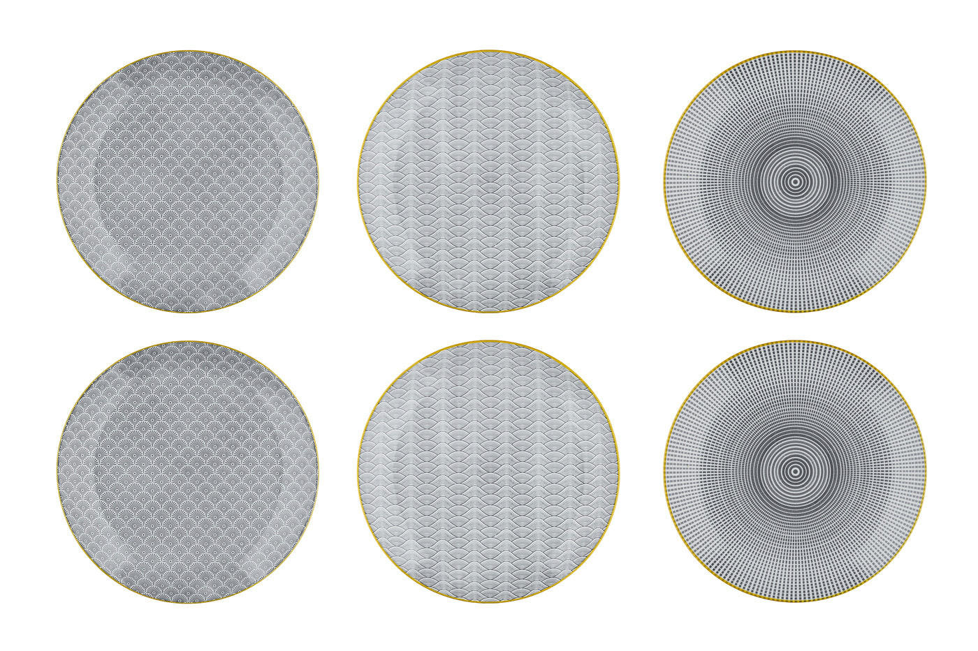 TELLER Pattern Ø26cm - 6er-Set - Eclipse - Grau, Keramik (26cm) - Björn