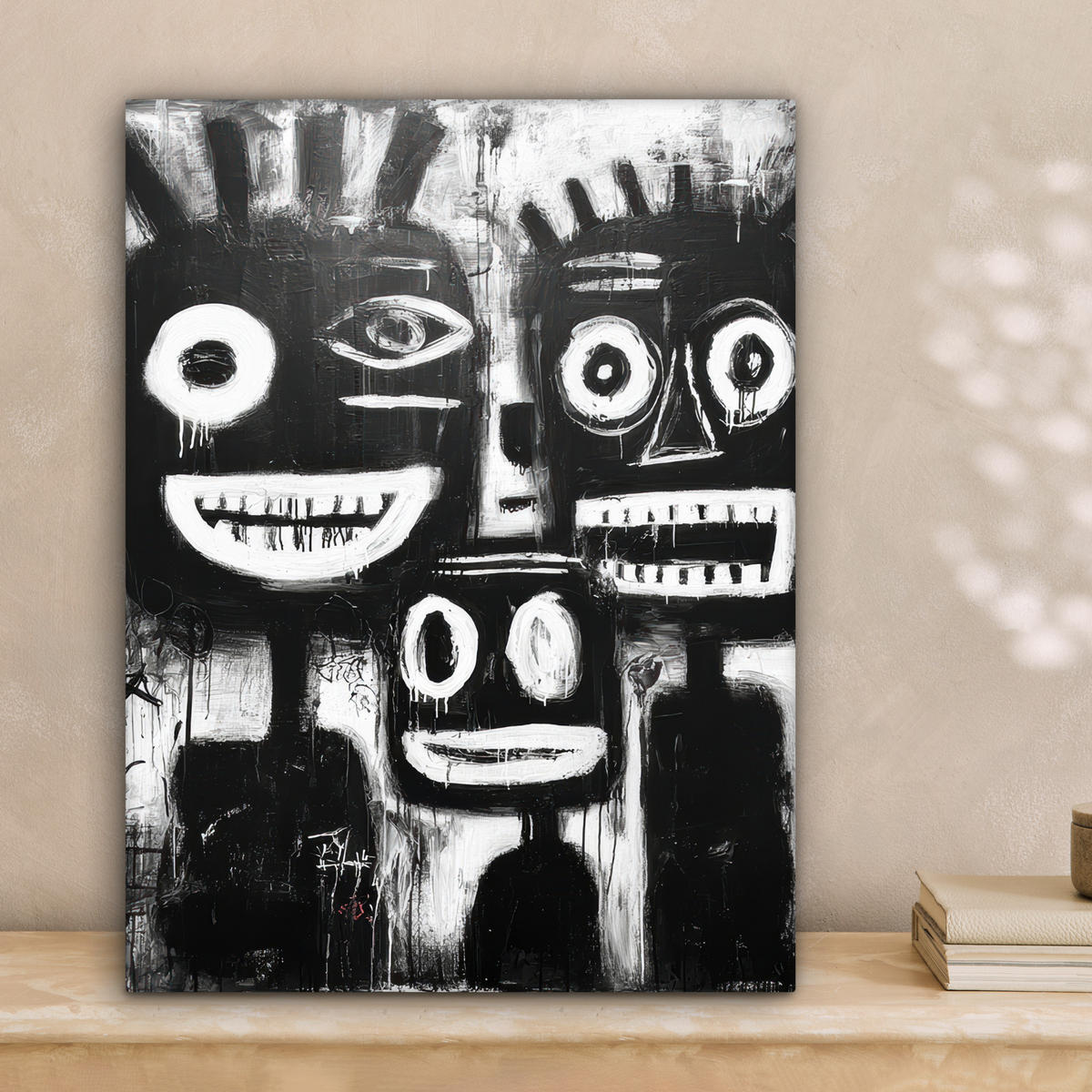 LEINWANDBILD Malerei - Figuren - Schwarz - Abstrakt Room Decor 30x40 cm - Schwarz, Textil (30/40cm) - MuchoWow