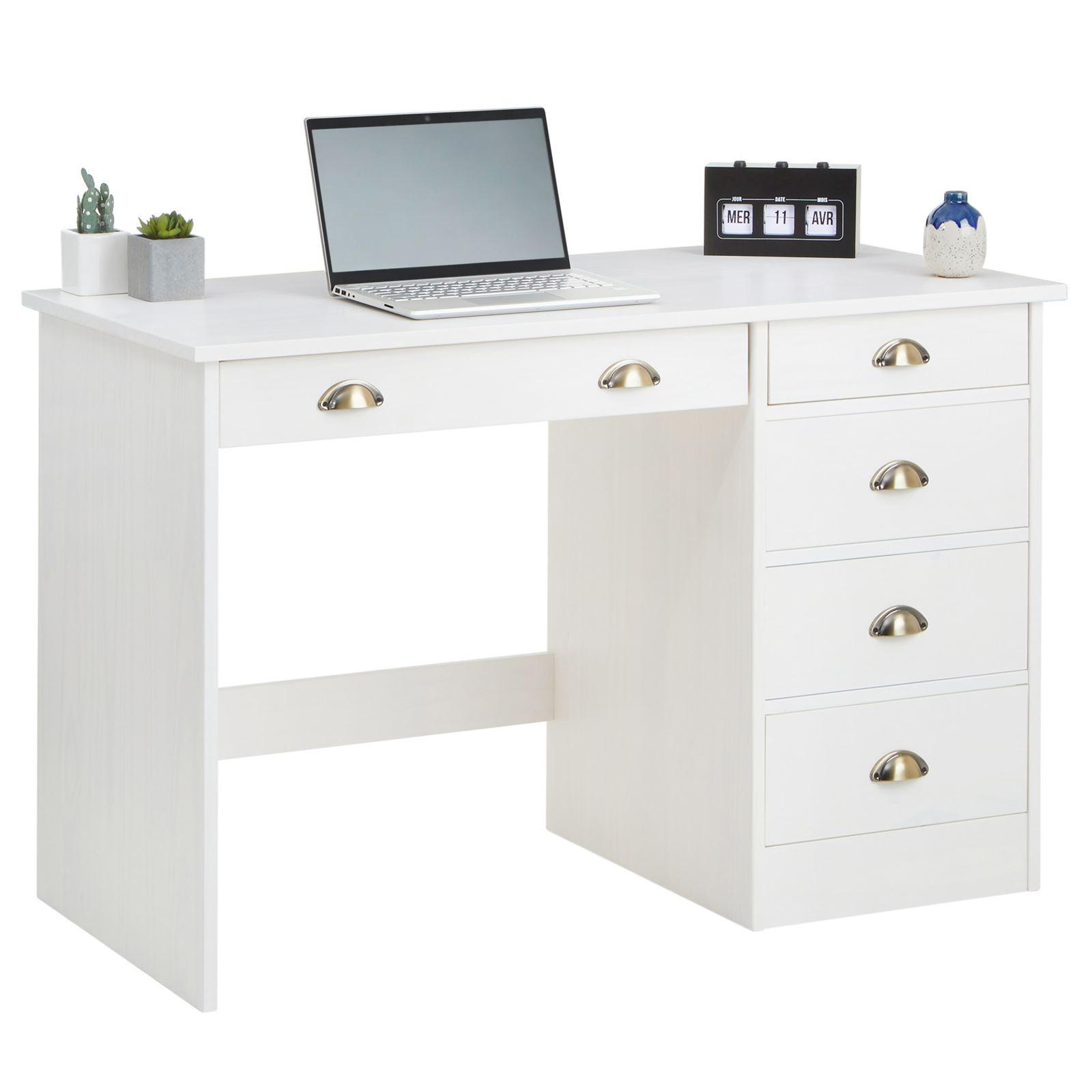 SCHREIBTISCH LANA - Weiß, Holz (54/114/76cm) - IDIMEX