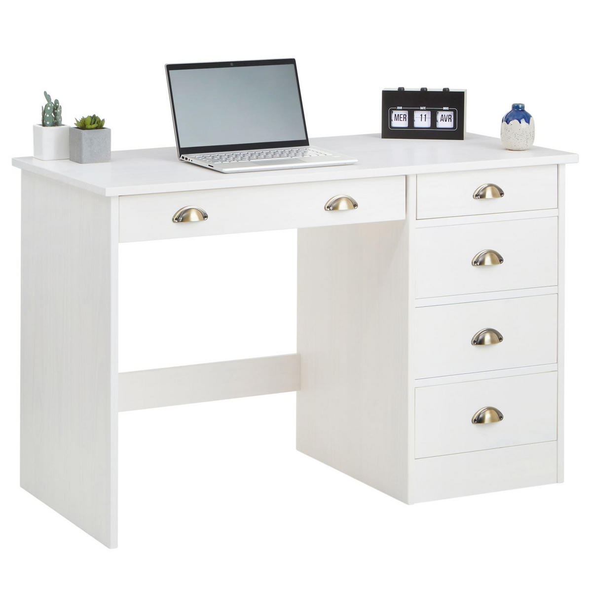 SCHREIBTISCH LANA - Weiß, Holz (54/114/76cm) - IDIMEX
