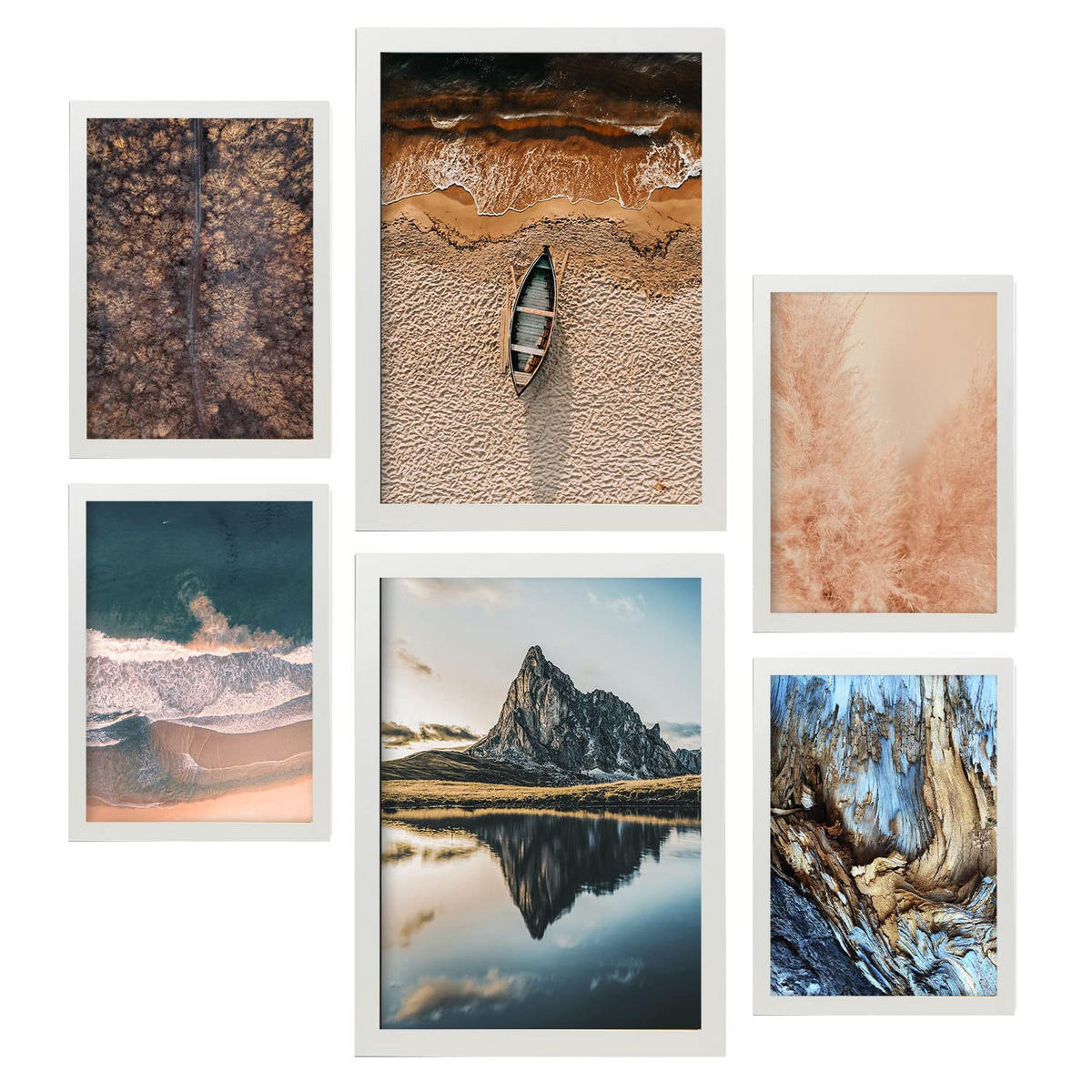 POSTER Set Mit 6 Kroatien Wandbild A3 & A4 Weißer Rahmen - Weiß, Papier (29/3cm) - Nacnic