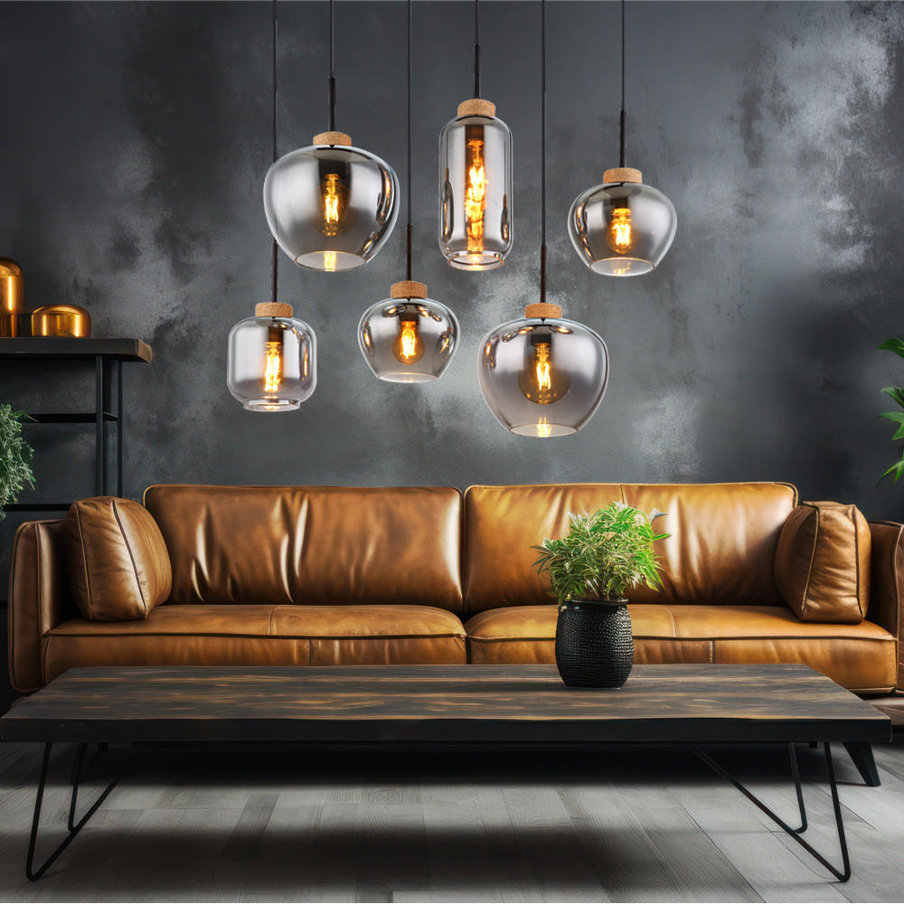 LED HÄNGELEUCHTE Metall Grau Rauchglas - Grau, Glas (80/40/120cm) - Globo Lighting
