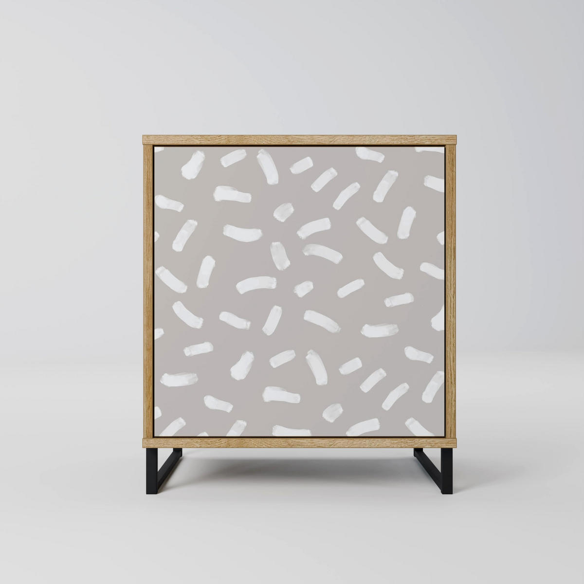 SIDEBOARD PASSING SECONDS, Eichefarben, 57,5x42x70,5 cm, Schwarze Metall-Sternfüße - Eichefarben/Multicolor, Holzwerkstoff/Metall (57.5/70.5/42cm) - SpaceRebels