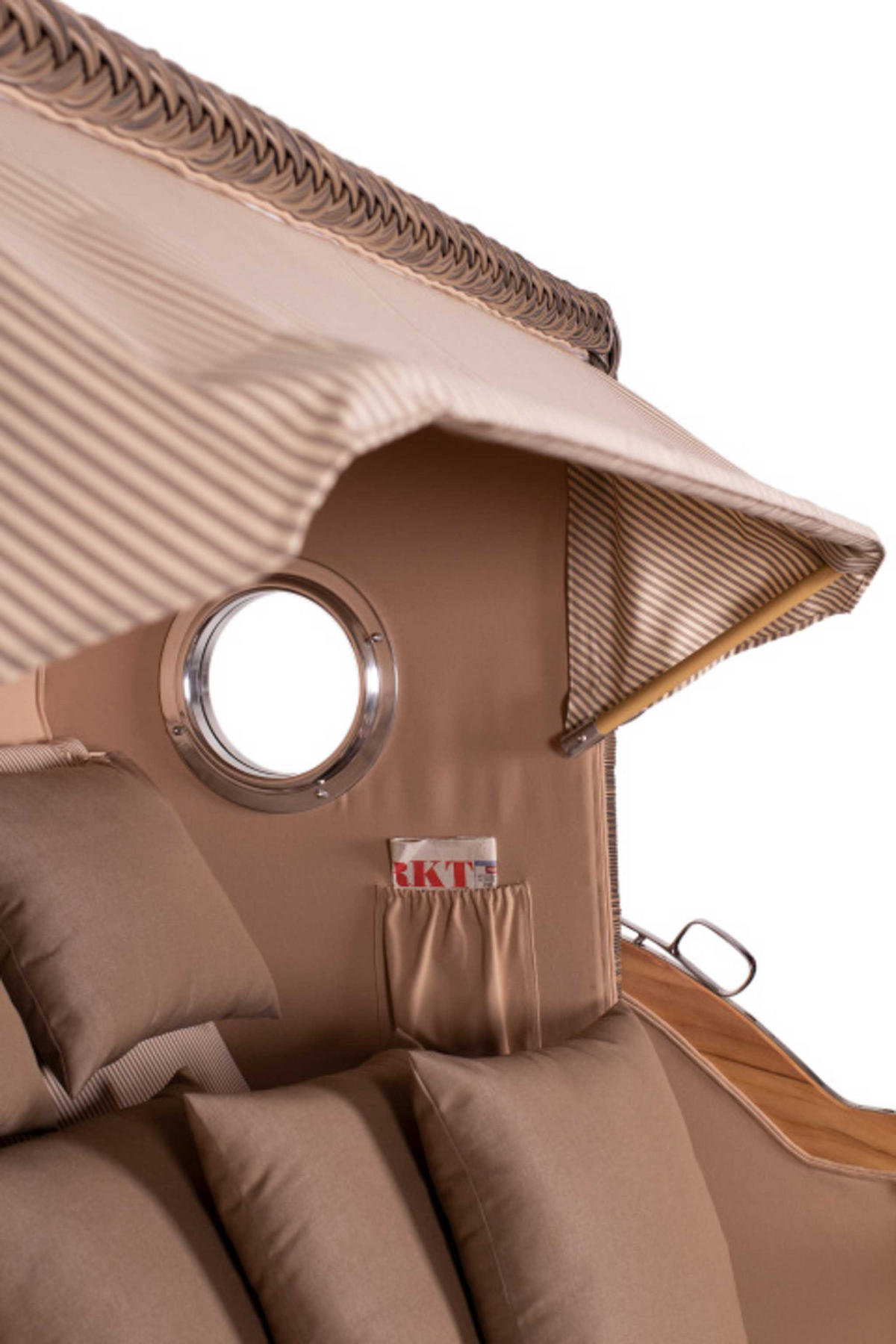 STRANDKORB XXL Düne Grande Teak PE Grey - Beige/Braun, Metall (170/170/95cm) - Mr. Deko