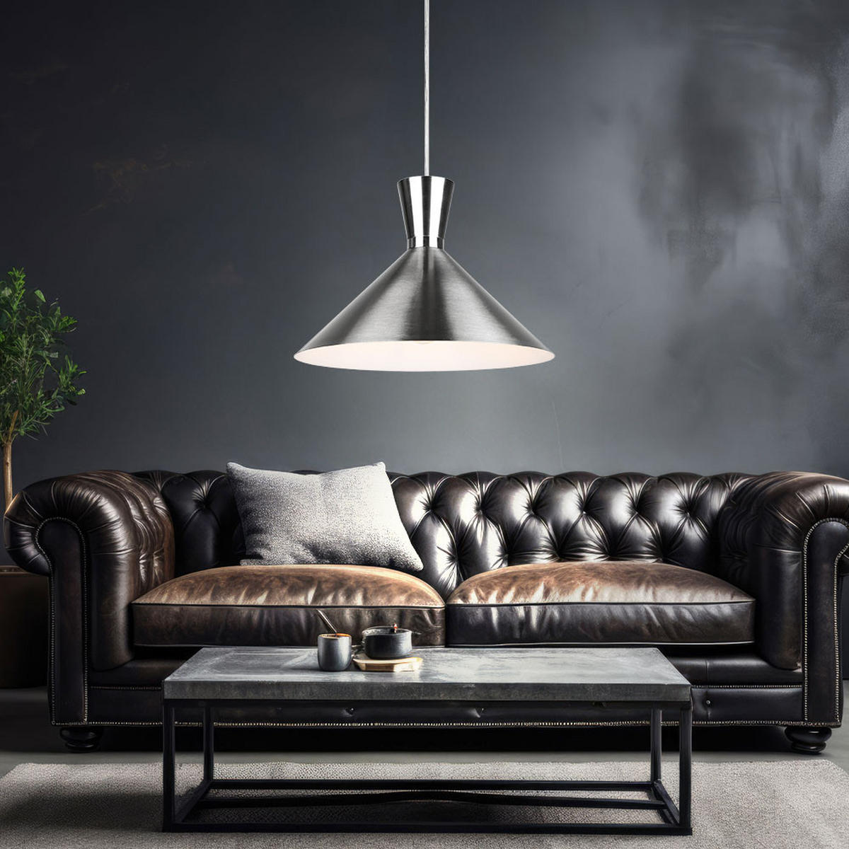 HÄNGELEUCHTE Metall Silber Matt - Silberfarben, Metall (35/35/150cm)