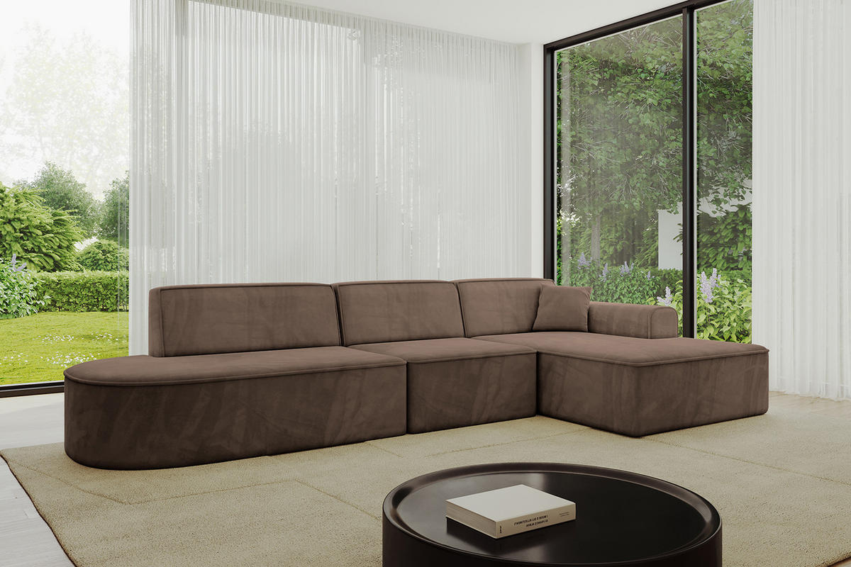 ECKSOFA Ottomane Rechts IREA-L2-v3 - 328x171x79 cm Braun - Braun, Holzwerkstoff/Textil (171/328cm) - ALTDECOR