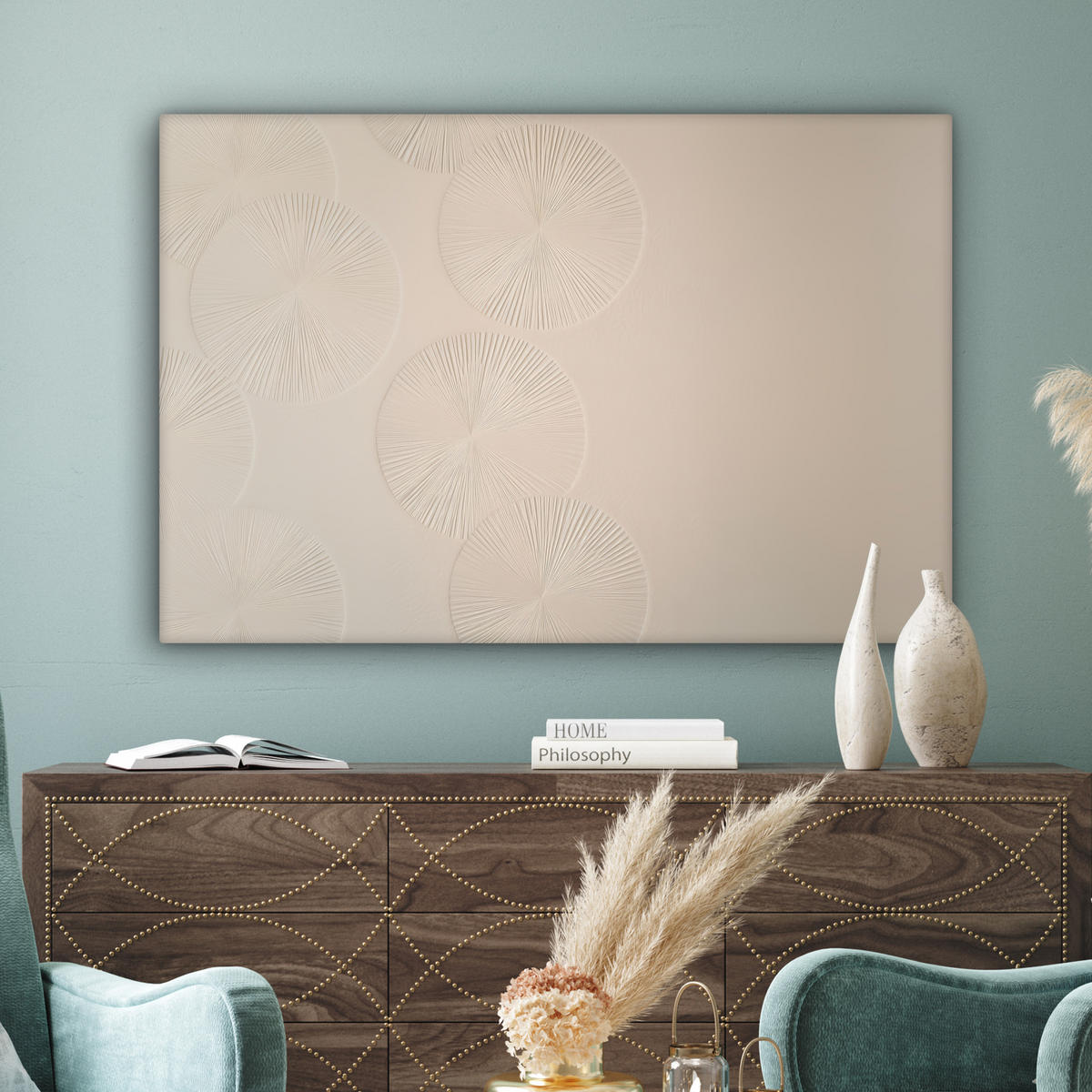 LEINWANDBILD Japandi - Beige - Modern XXL 150x100 cm - Ecru, Textil (150/100cm) - MuchoWow