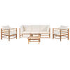 LOUNGE SET 5-Sitzer Bambusholz hellbraun 4-teilig Auflagen cremeweiß Cerreto - Creme, Holz - Beliani