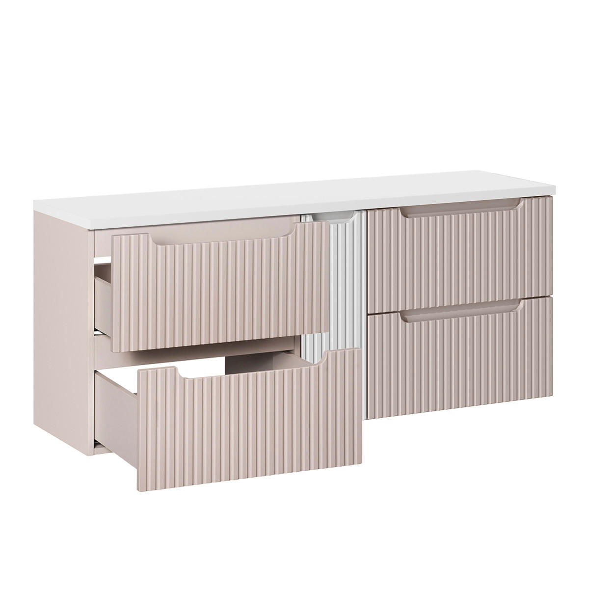 Petits-meubles WASCHTISCHUNTERSCHRANK Beige, Weiß 140cm × 40cm × 59cm