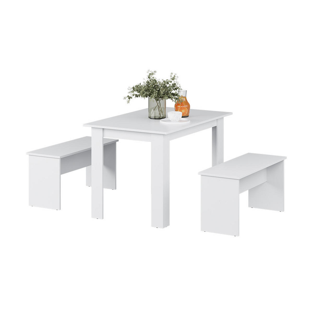 ESSTISCH SET Sentio Weiß 112 x 73.6 cm mit 2 Bänken - Weiß, Holzwerkstoff (112/73/73.6cm) - Vicco