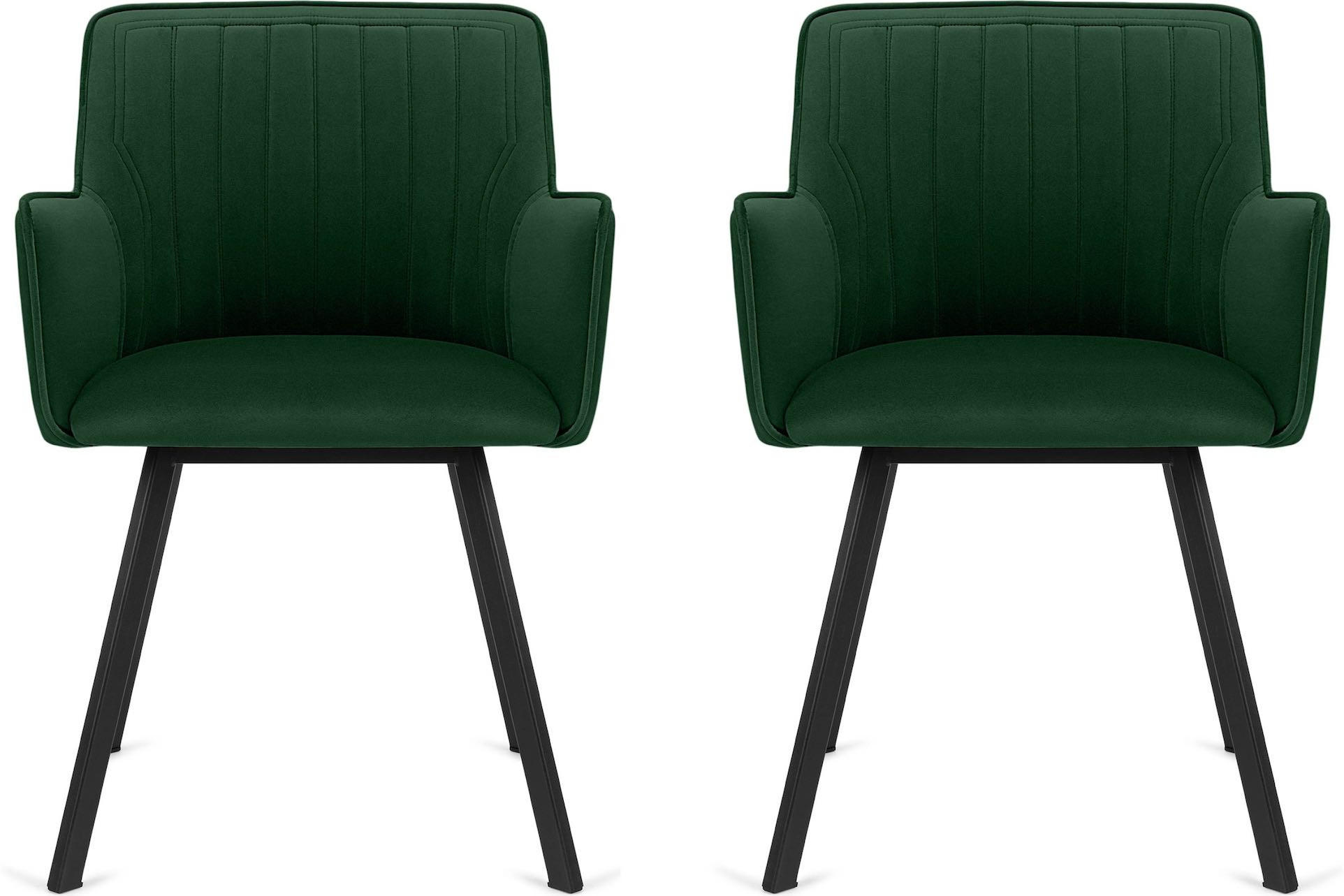 ESSZIMMERSTUHLE PYRUS 2-tlg Velours-Sitz, dunkelgrün/schwarz - Dunkelgrün/Schwarz, Textil/Metall (56/84/46cm) - KONSIMO®